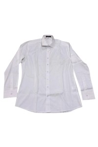 設計男裝長袖反領恤衫     訂製純色男禮賓服務主任恤衫    弧形下擺設計   100%cotton   airside  R407 